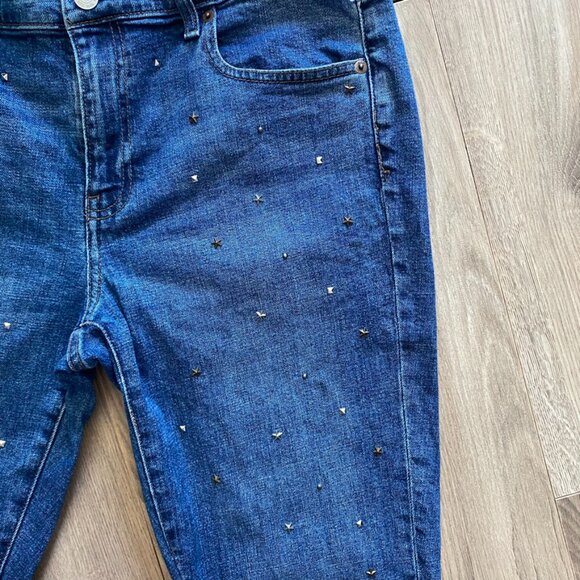 GAP "Best Girlfriend" Mid-Blue High-Rise Studded Decal Jeans - Picture 6 of 15